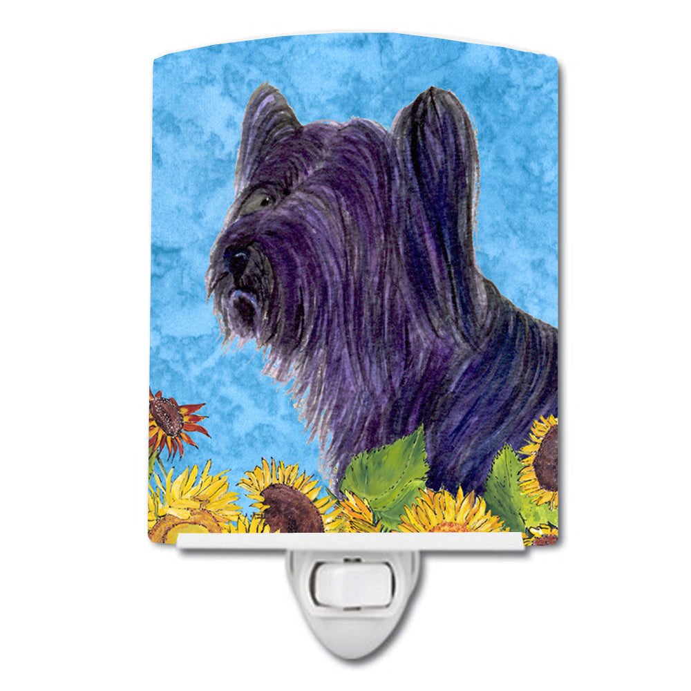 Skye Terrier in Summer Flowers Ceramic Night Light SS4232CNL - the-store.com