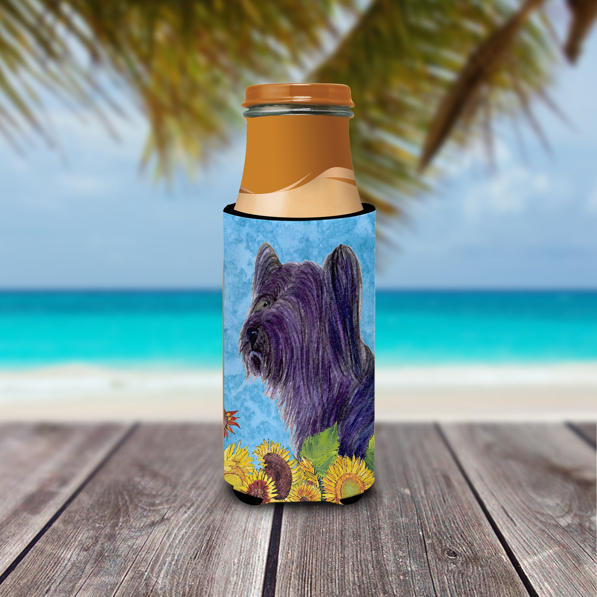 Skye Terrier in Summer Flowers Ultra Beverage Insulators for slim cans SS4232MUK.