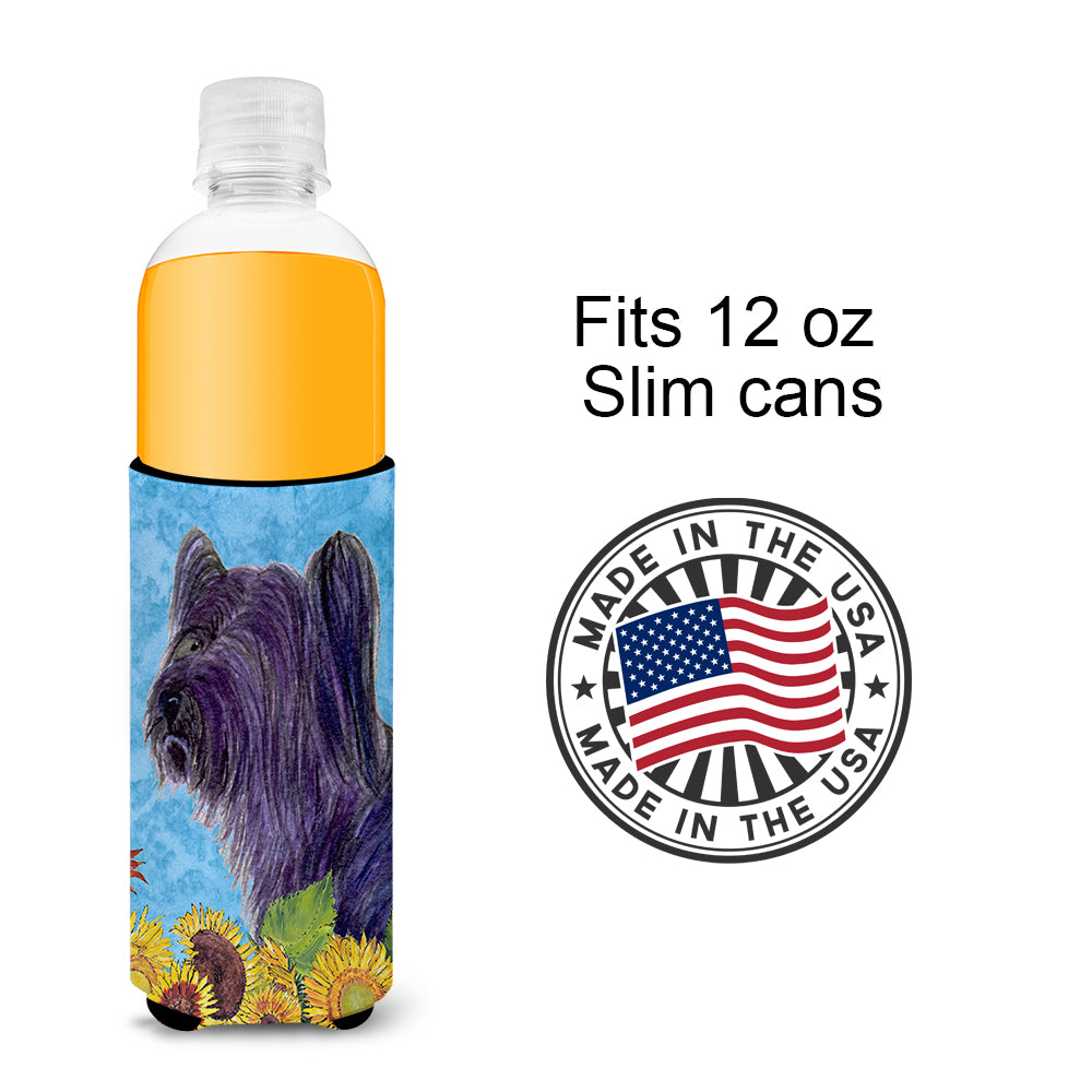 Skye Terrier in Summer Flowers Ultra Beverage Insulators for slim cans SS4232MUK.