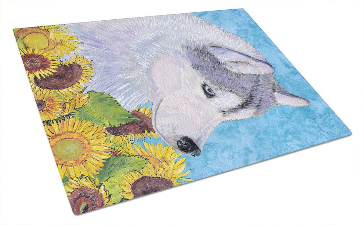 Siberian Husky Glass Cutting Board Large by Caroline&#39;s Treasures