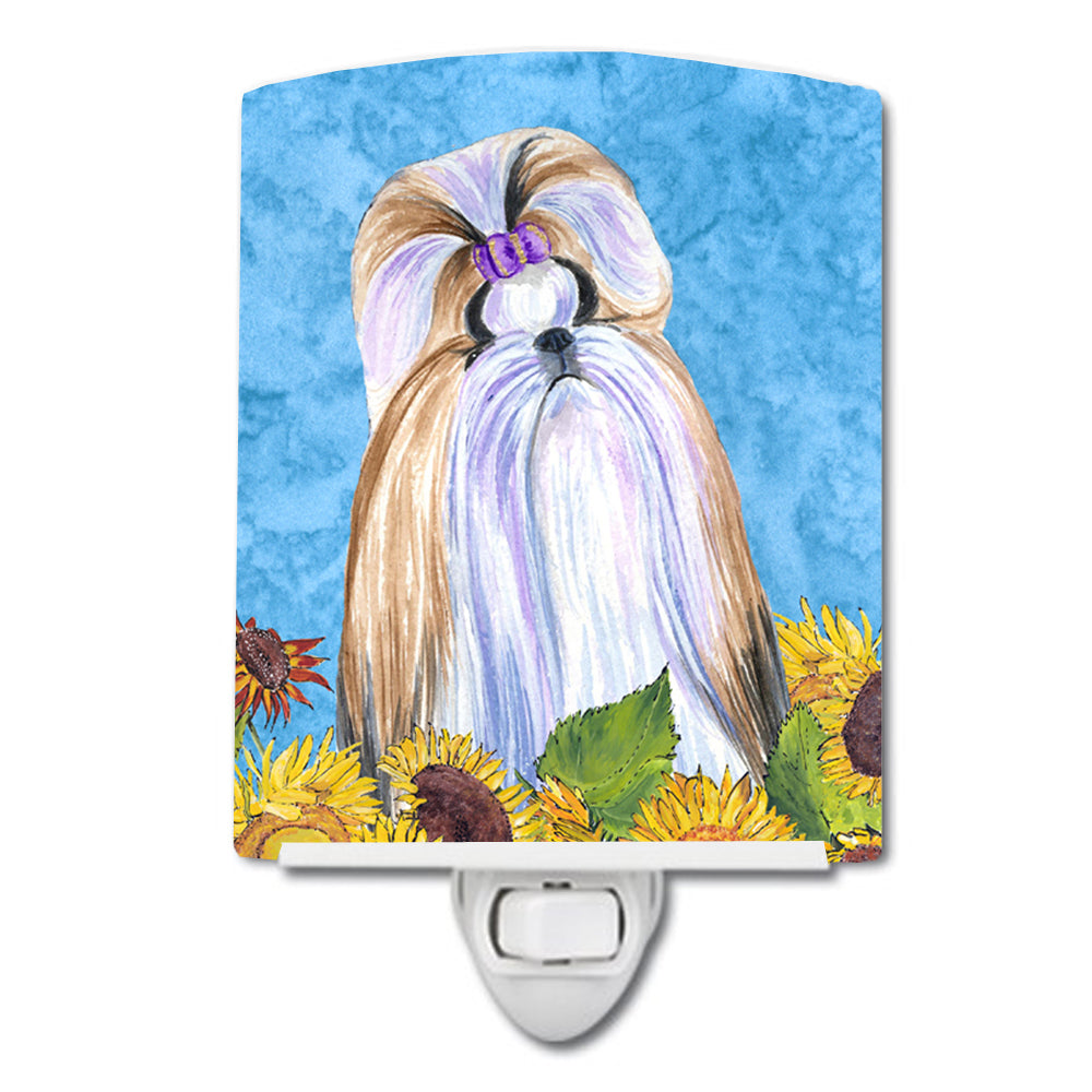 Shih Tzu in Summer Flowers Ceramic Night Light SS4234CNL - the-store.com