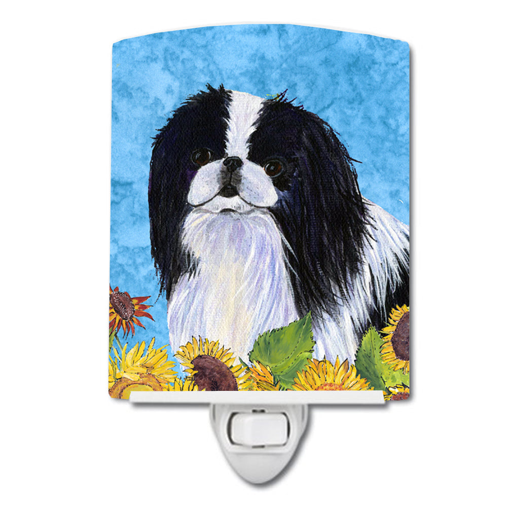 Japanese Chin in Summer Flowers Ceramic Night Light SS4236CNL - the-store.com