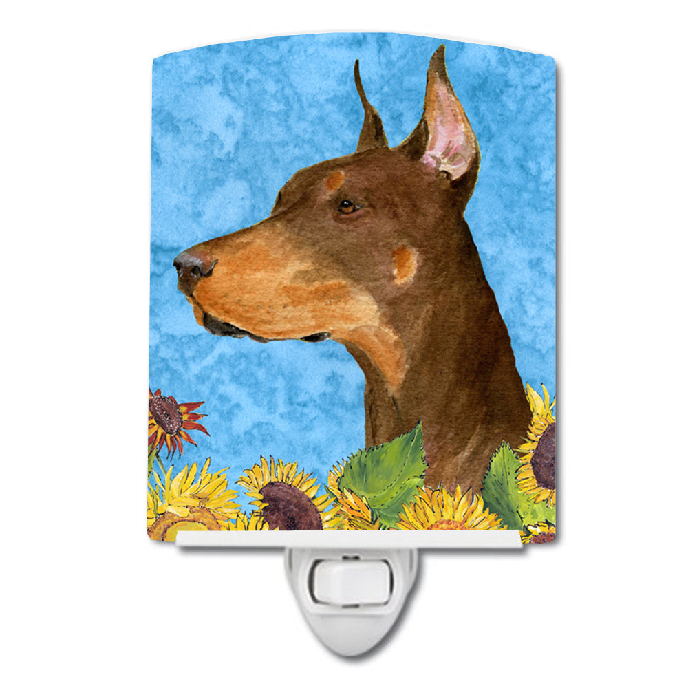 Doberman in Summer Flowers Ceramic Night Light SS4237CNL - the-store.com