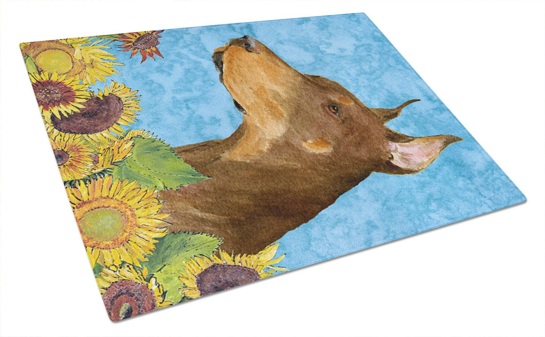 Doberman Glass Cutting Board Large by Caroline's Treasures