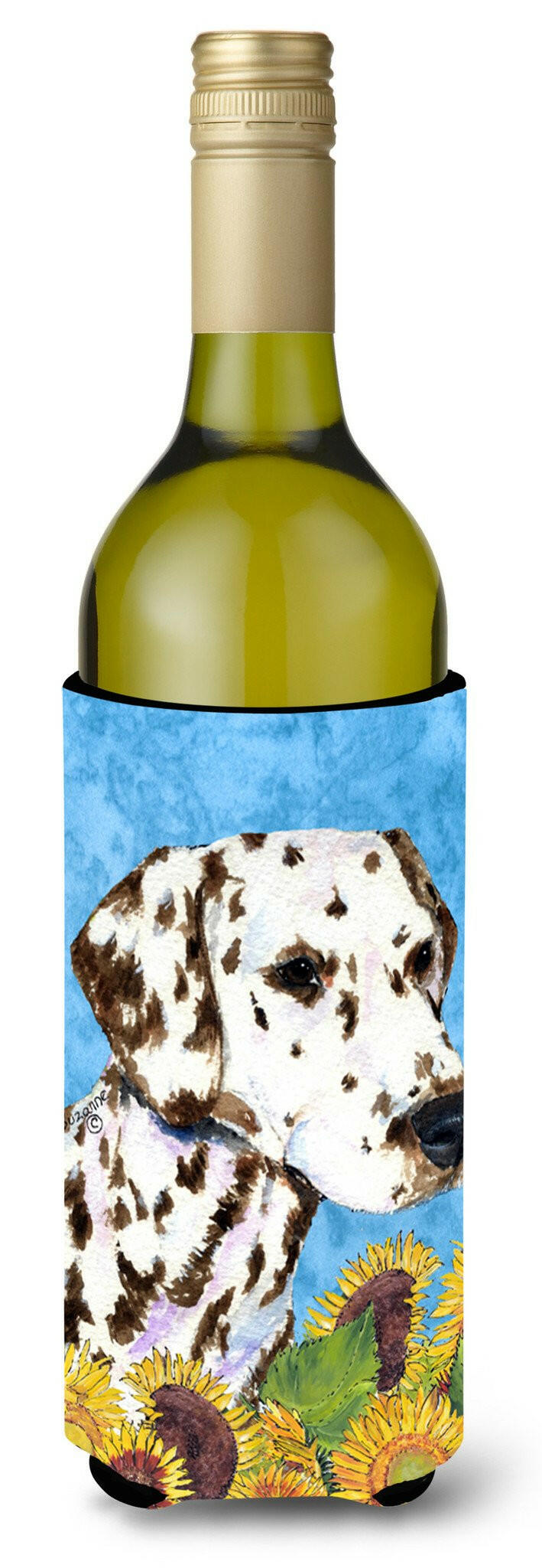 Dalmatian in Summer Flowers Wine Bottle Beverage Insulator Beverage Insulator Hugger SS4238LITERK by Caroline&#39;s Treasures