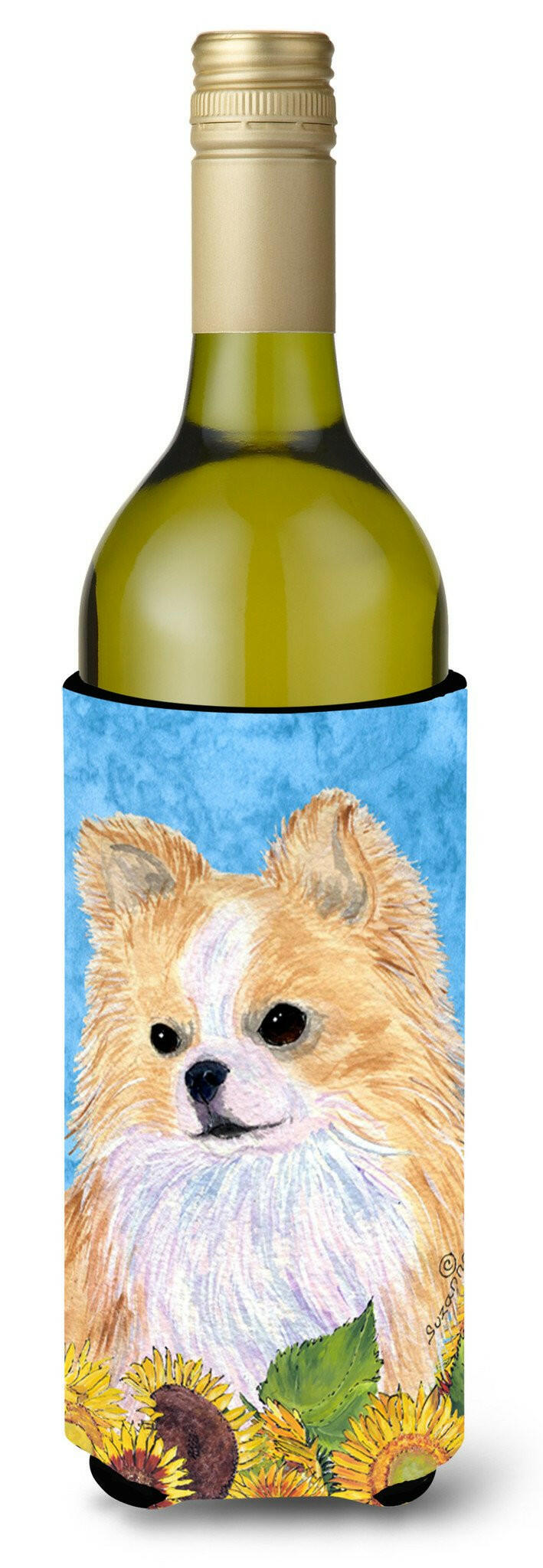 Chihuahua in Summer Flowers Wine Bottle Beverage Insulator Beverage Insulator Hugger SS4242LITERK by Caroline&#39;s Treasures