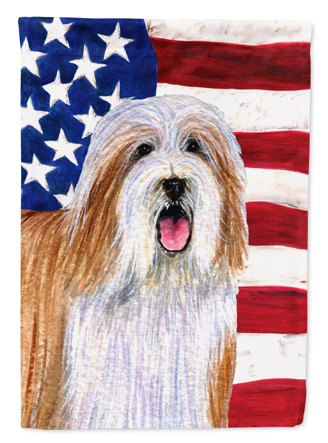 USA American Flag with Bearded Collie Flag Garden Size.