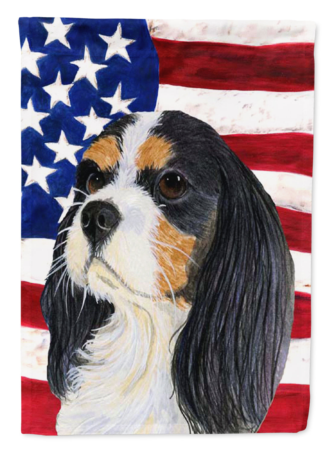 USA American Flag with Cavalier Spaniel Flag Canvas House Size  the-store.com.