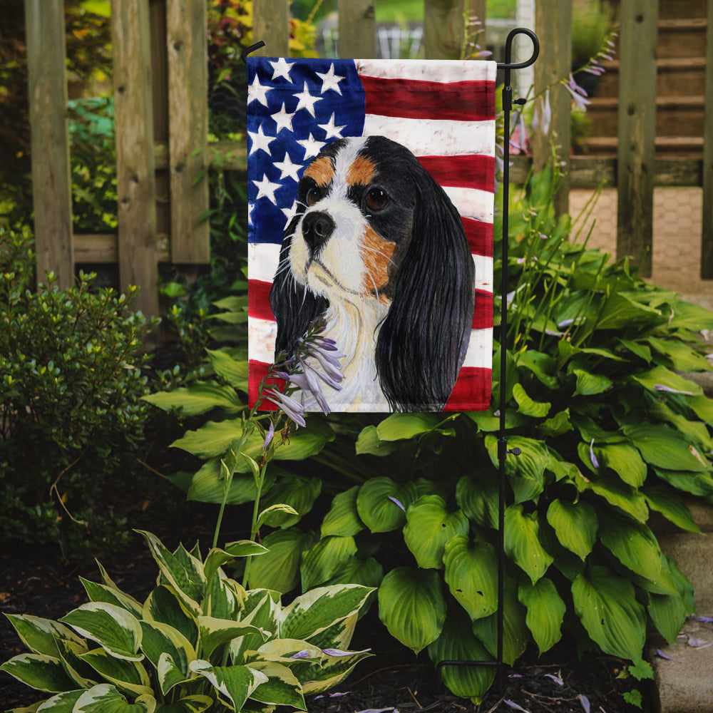 USA American Flag with Cavalier Spaniel Flag Garden Size.