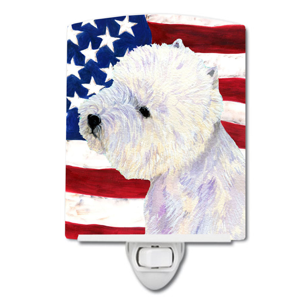 USA American Flag with Westie Ceramic Night Light SS4249CNL - the-store.com