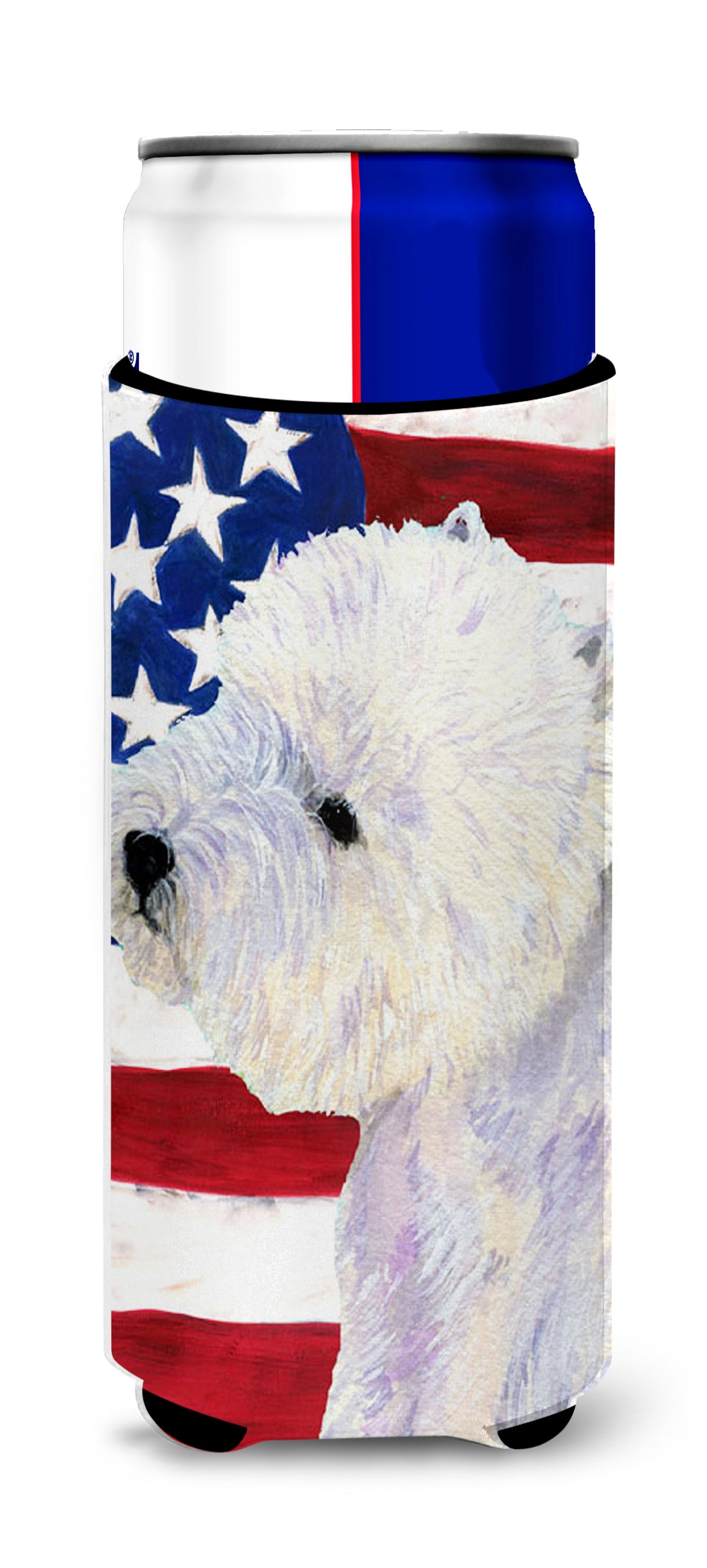 USA American Flag with Westie Ultra Beverage Insulators for slim cans SS4249MUK.