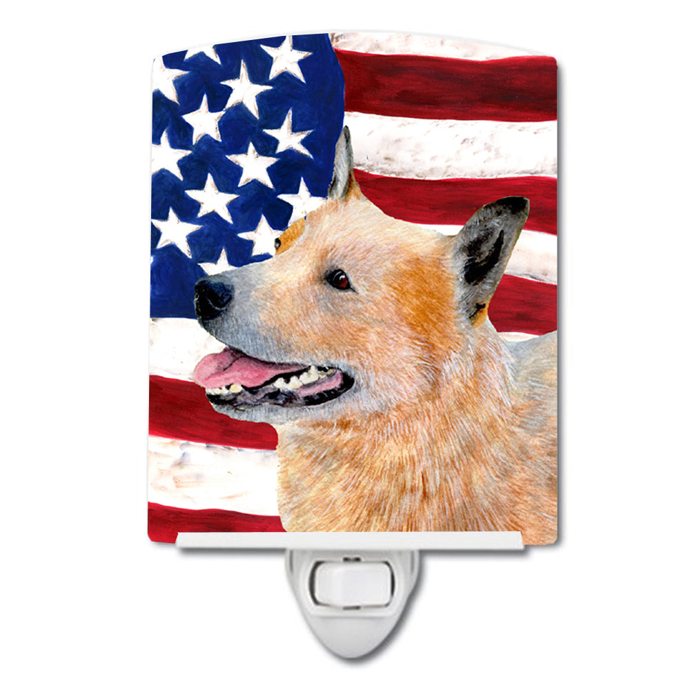 USA American Flag with Australian Cattle Dog Ceramic Night Light SS4251CNL - the-store.com