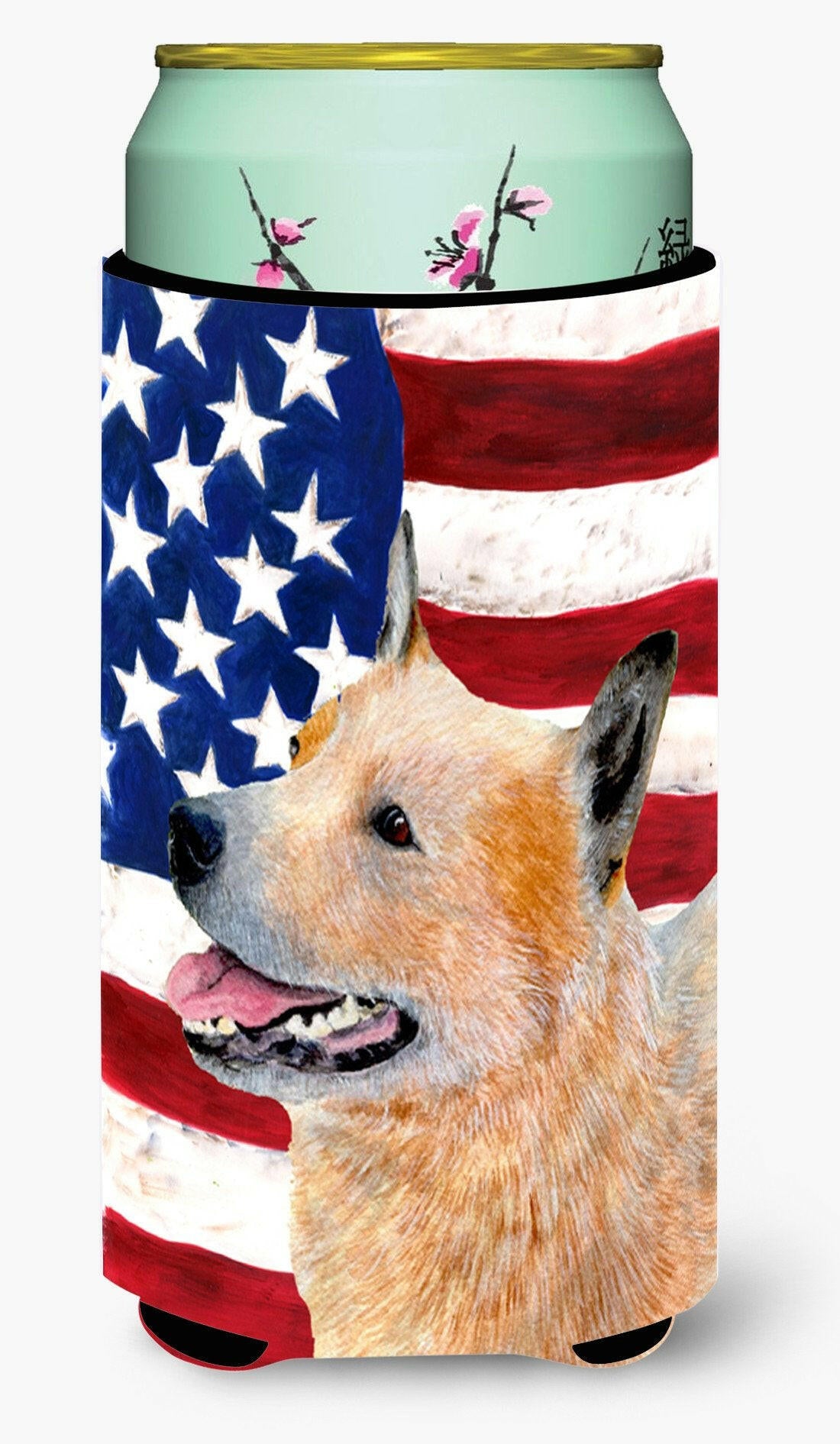 USA American Flag with Australian Cattle Dog  Tall Boy Beverage Insulator Beverage Insulator Hugger by Caroline's Treasures