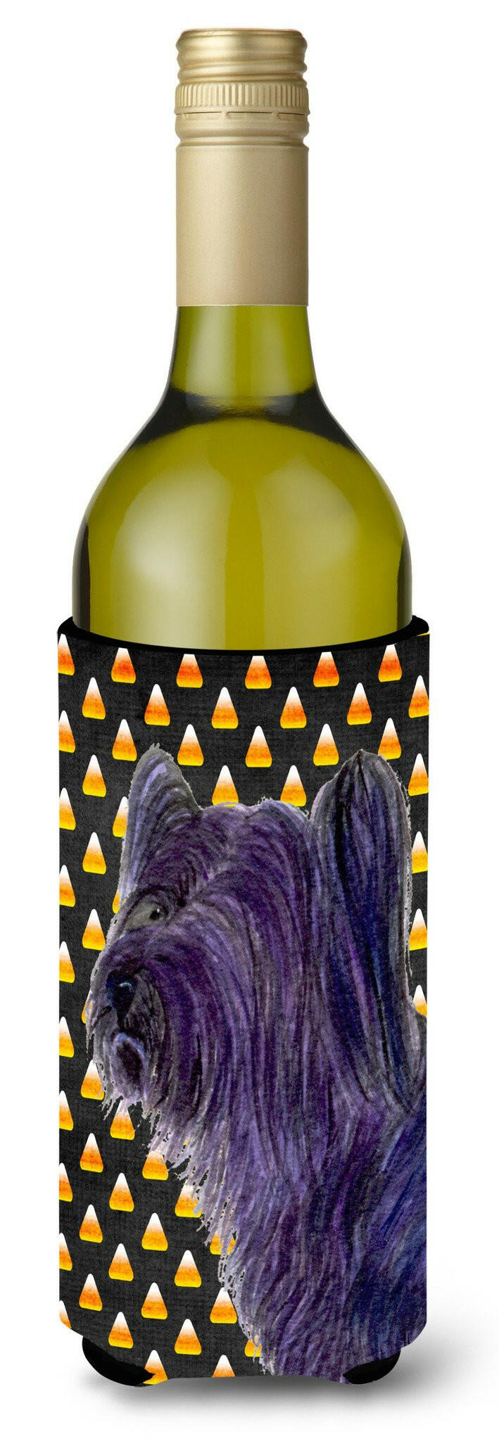 Skye Terrier Candy Corn Halloween Portrait Wine Bottle Beverage Insulator Beverage Insulator Hugger by Caroline&#39;s Treasures