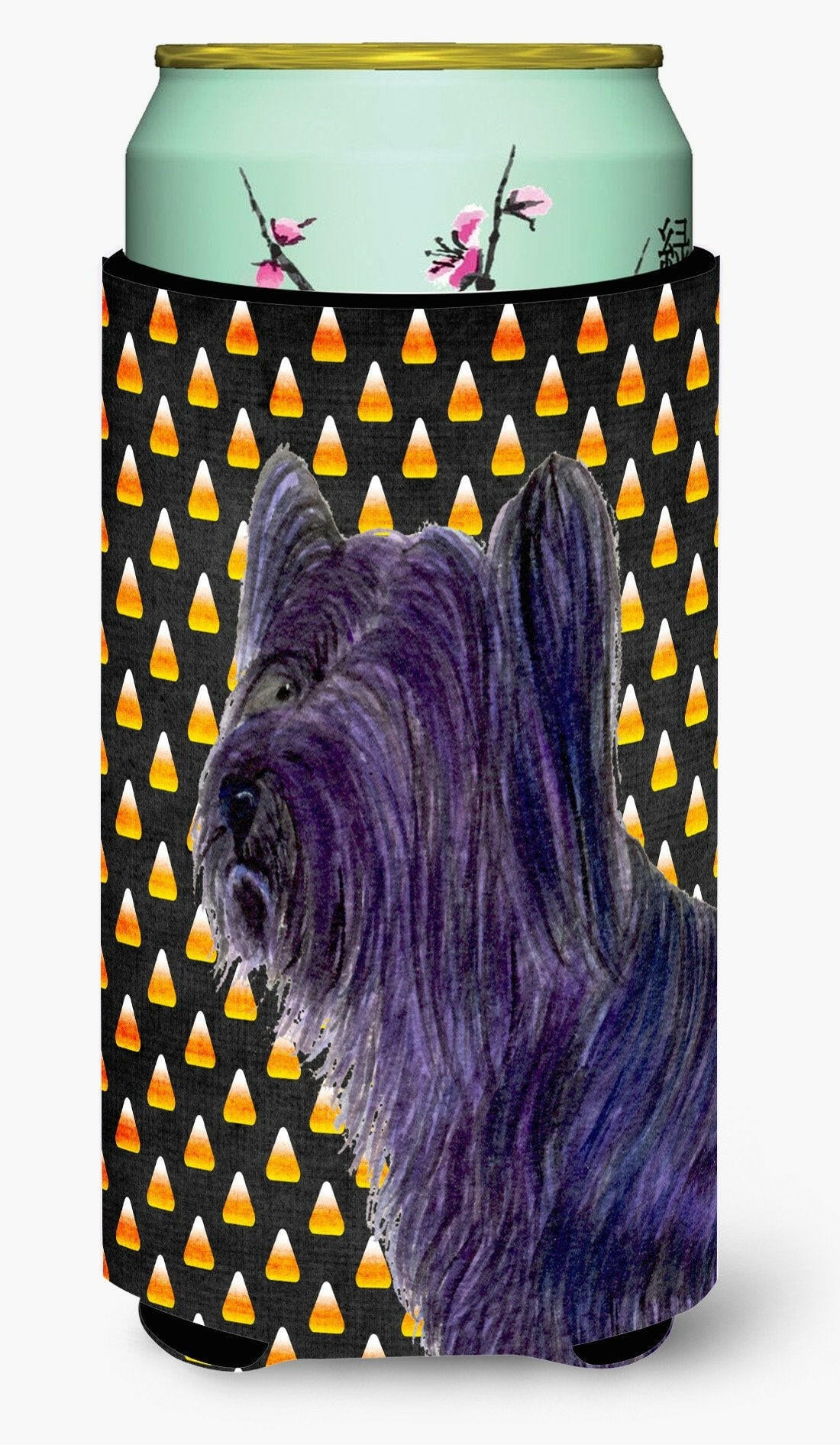 Skye Terrier Candy Corn Halloween Portrait  Tall Boy Beverage Insulator Beverage Insulator Hugger by Caroline's Treasures