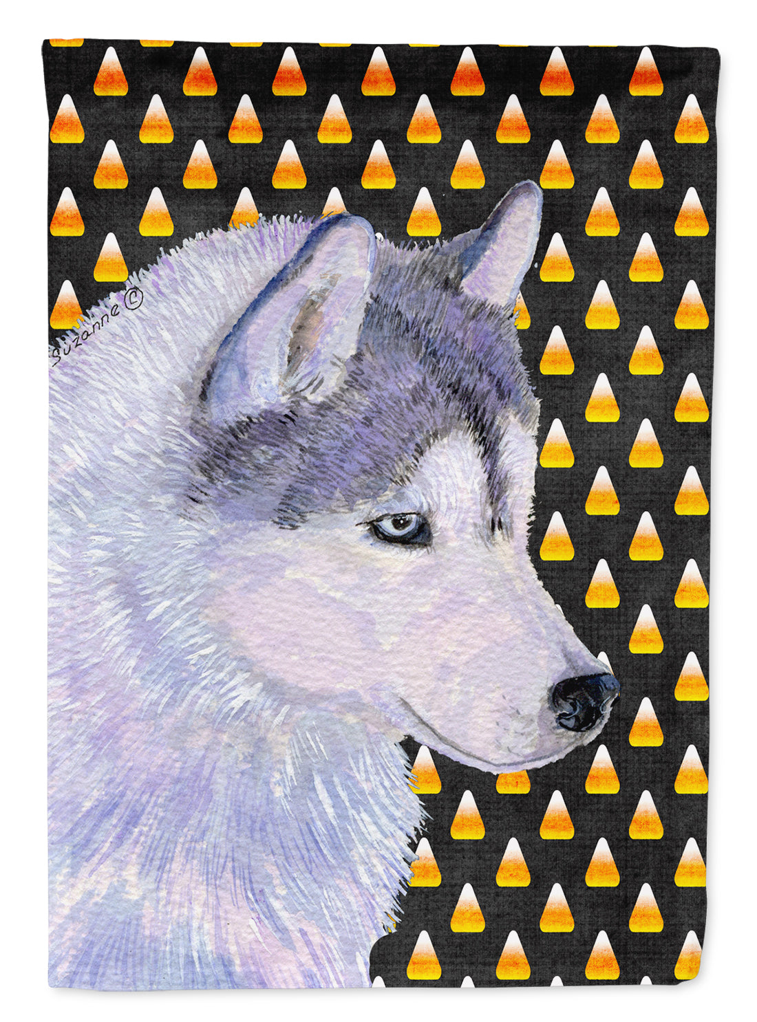 Siberian Husky Candy Corn Halloween Portrait Flag Canvas House Size  the-store.com.