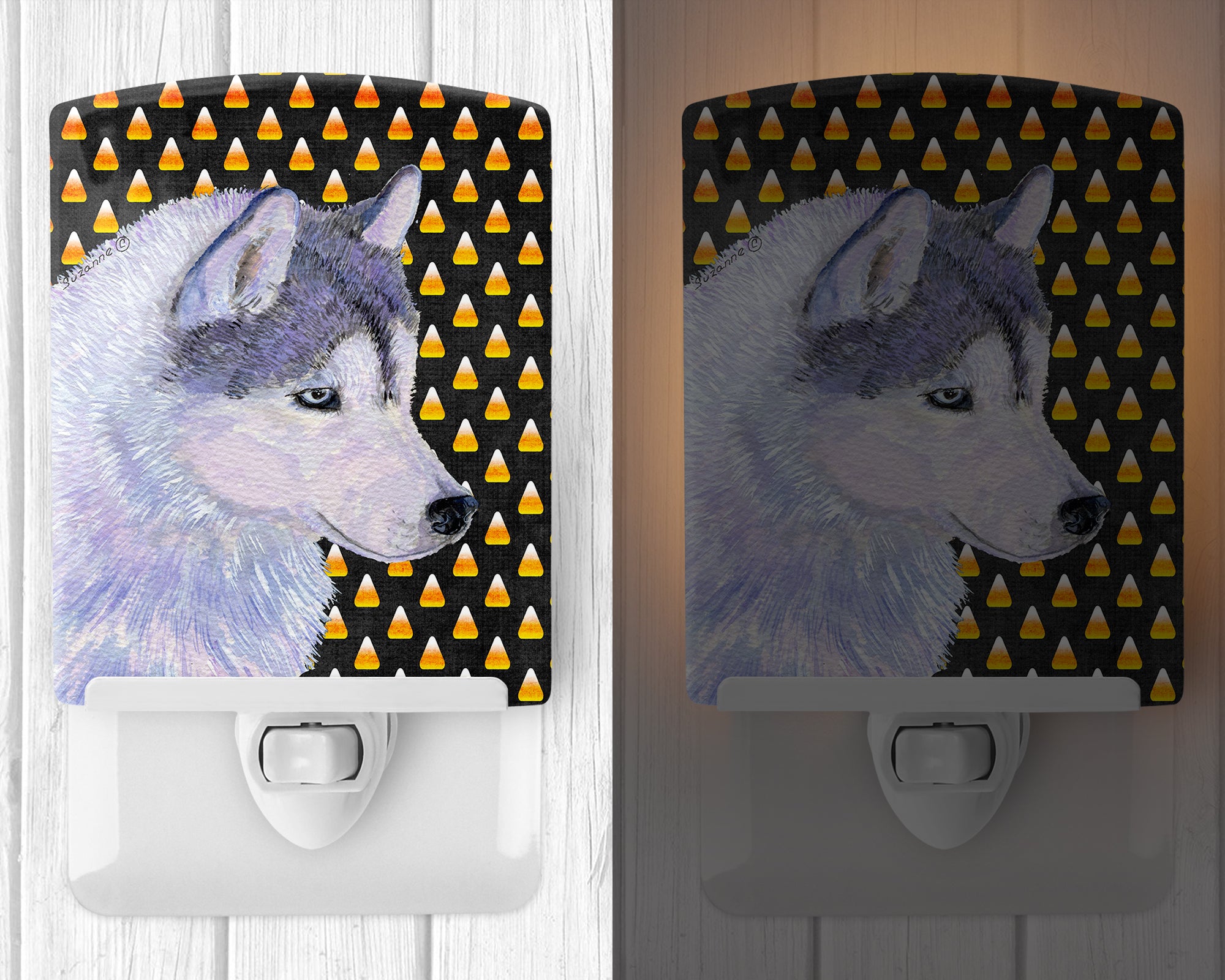 Siberian Husky Candy Corn Halloween Portrait Ceramic Night Light SS4257CNL - the-store.com