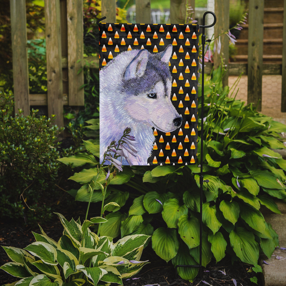 Siberian Husky Candy Corn Halloween Portrait Flag Garden Size.