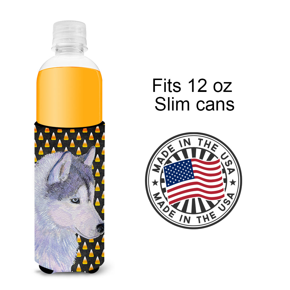 Siberian Husky Candy Corn Halloween Portrait Ultra Beverage Insulators for slim cans SS4257MUK.
