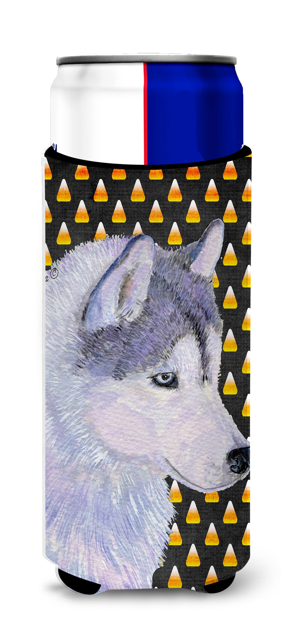 Siberian Husky Candy Corn Halloween Portrait Ultra Beverage Insulators for slim cans SS4257MUK.