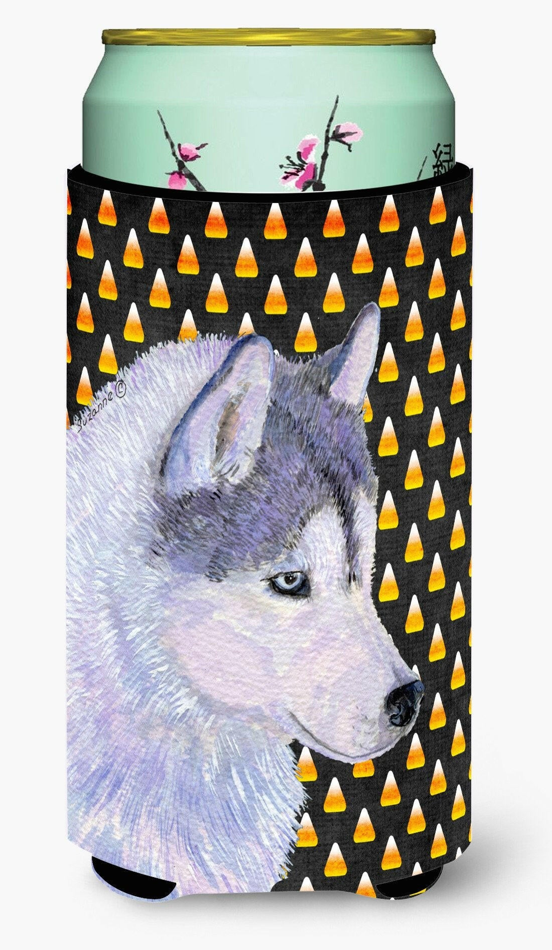 Siberian Husky Candy Corn Halloween Portrait  Tall Boy Beverage Insulator Beverage Insulator Hugger by Caroline&#39;s Treasures