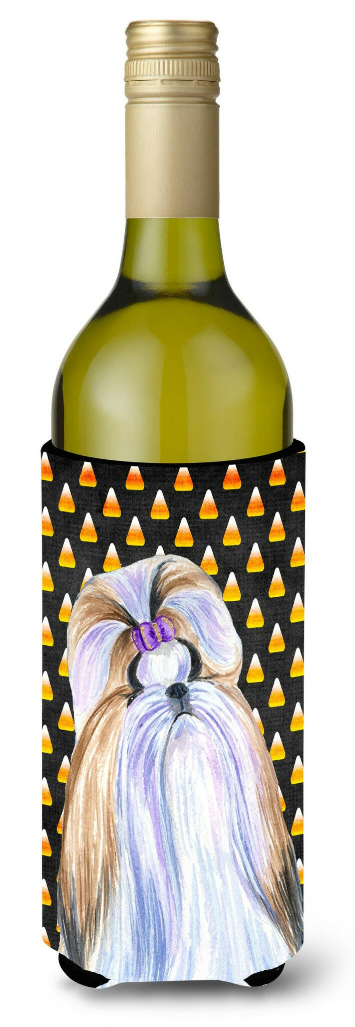 Shih Tzu Candy Corn Halloween Portrait Wine Bottle Beverage Insulator Beverage Insulator Hugger SS4258LITERK by Caroline&#39;s Treasures