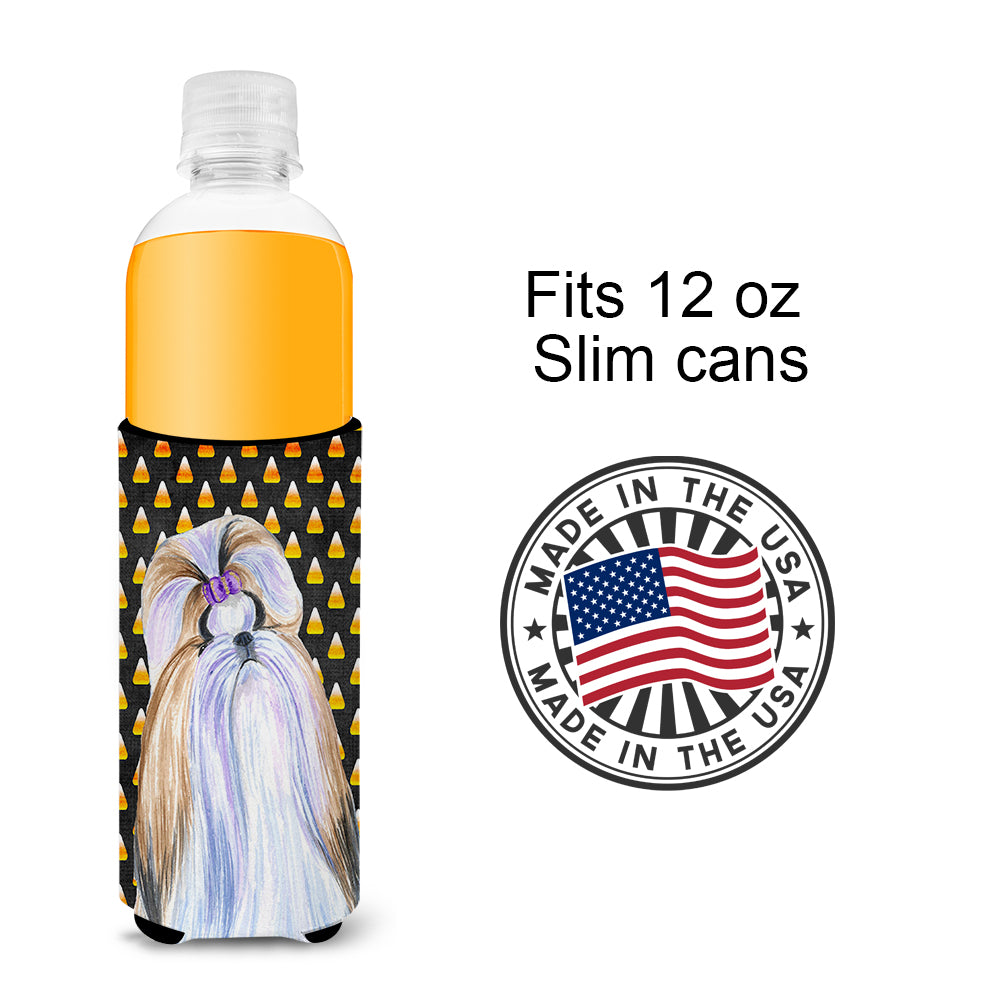 Shih Tzu Candy Corn Halloween Portrait Ultra Beverage Insulators for slim cans SS4258MUK.