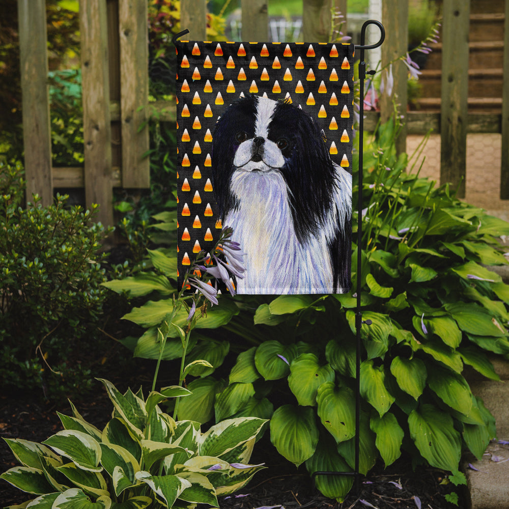 Japanese Chin Candy Corn Halloween Portrait Flag Garden Size.