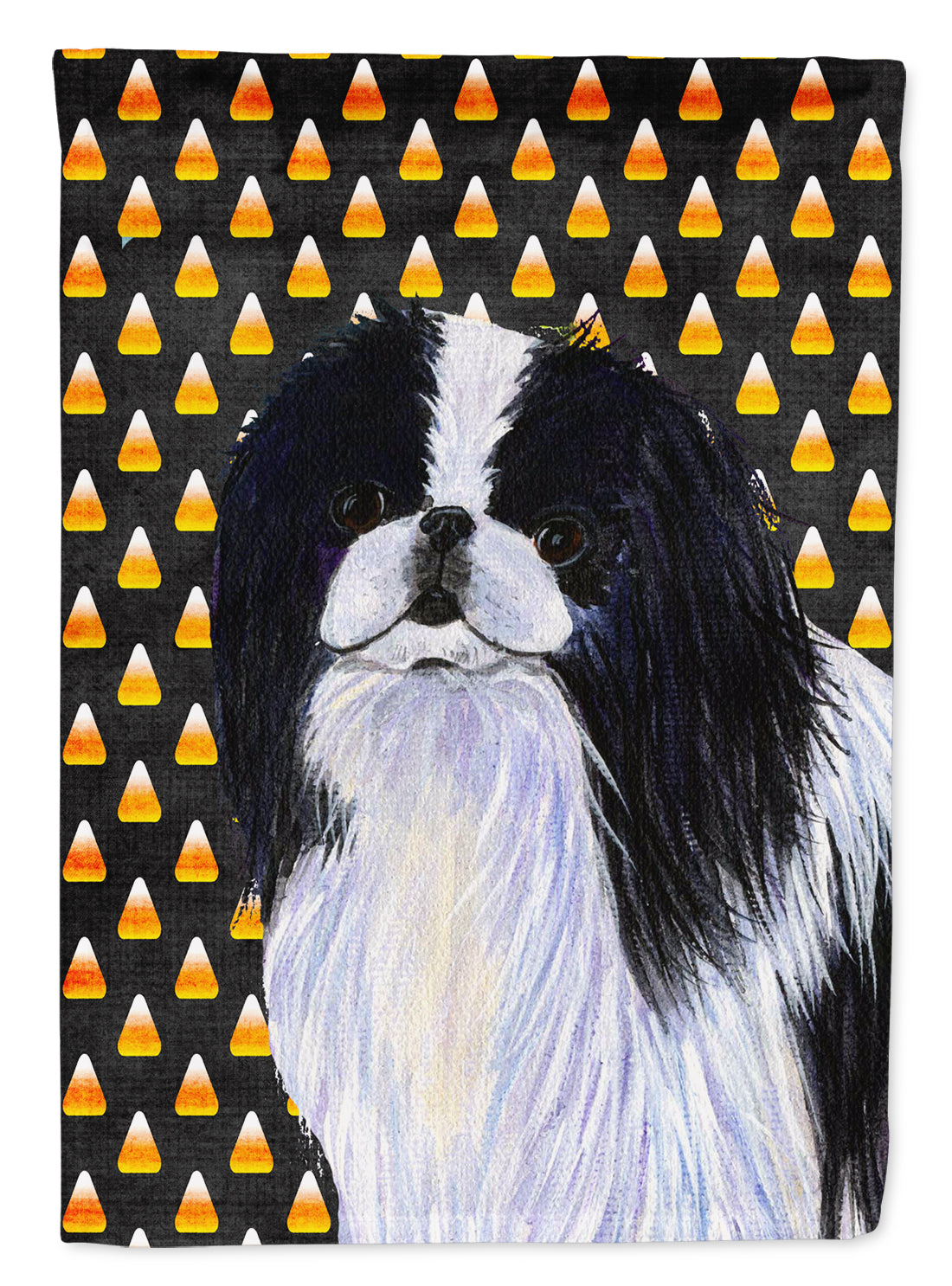 Japanese Chin Candy Corn Halloween Portrait Flag Garden Size.