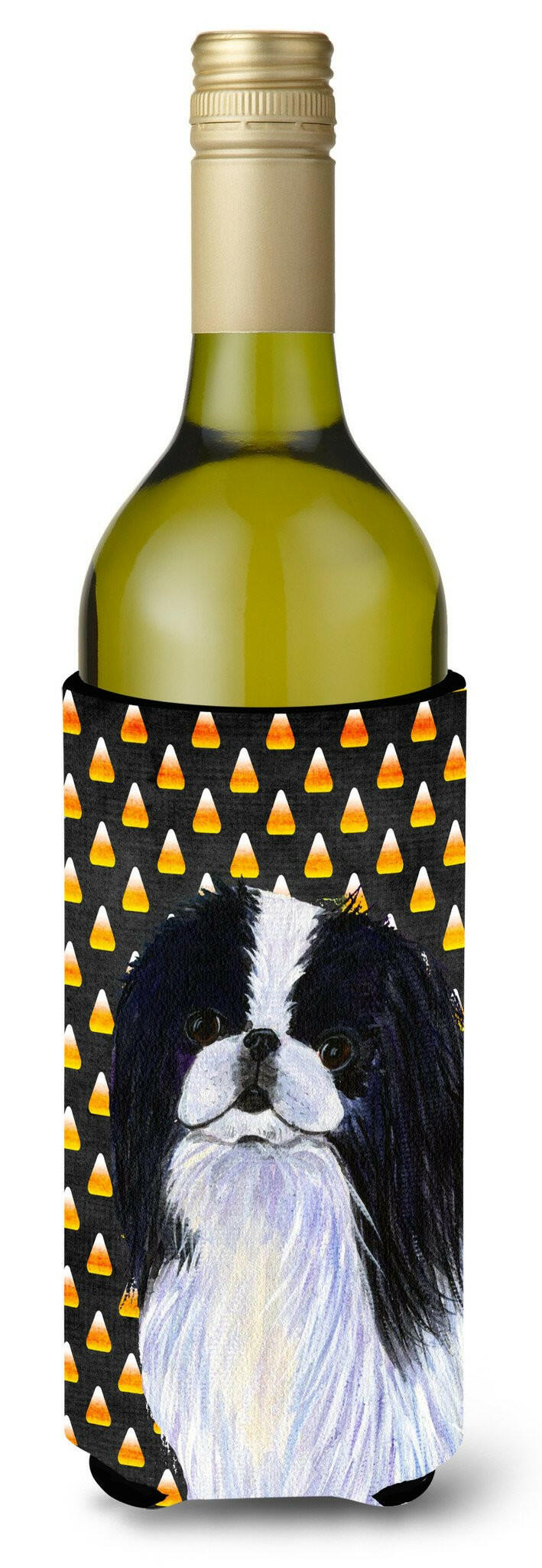 Japanese Chin Candy Corn Halloween Portrait Wine Bottle Beverage Insulator Beverage Insulator Hugger by Caroline&#39;s Treasures