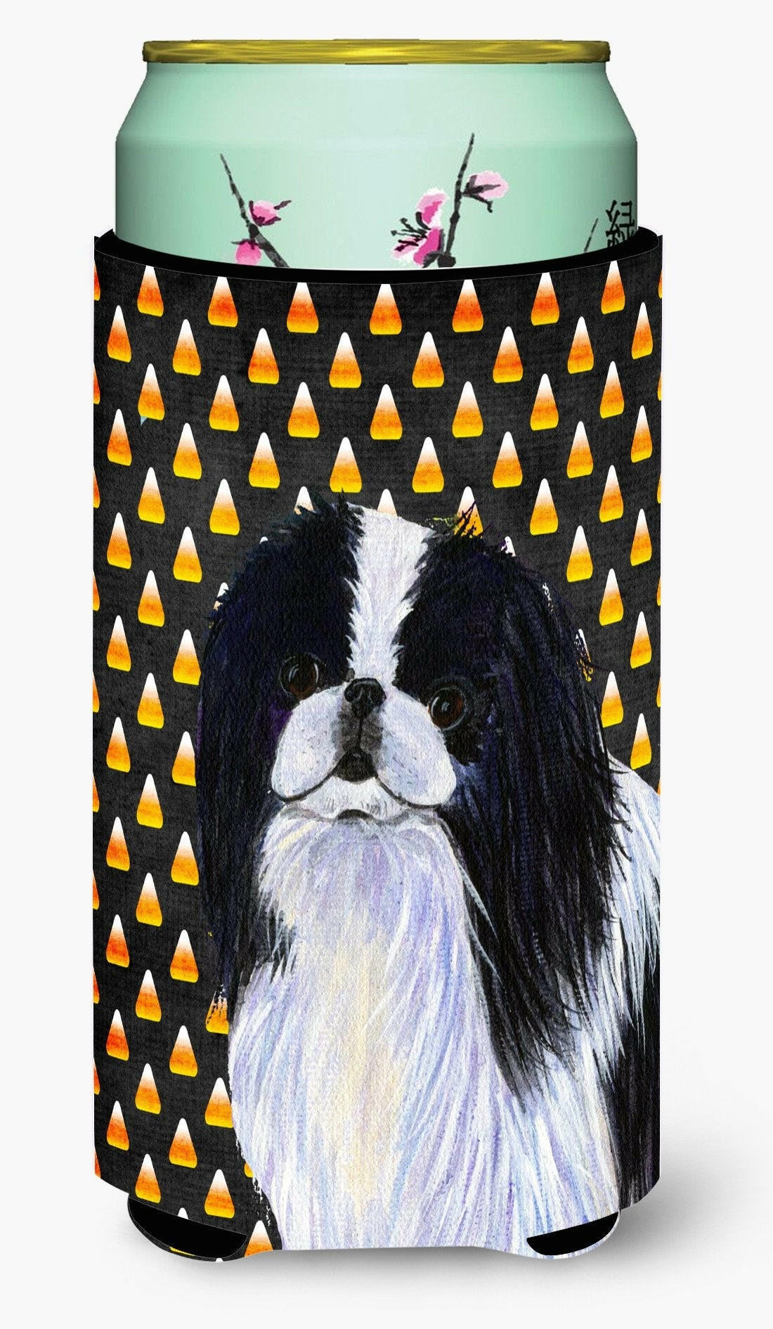 Japanese Chin Candy Corn Halloween Portrait  Tall Boy Beverage Insulator Beverage Insulator Hugger by Caroline's Treasures