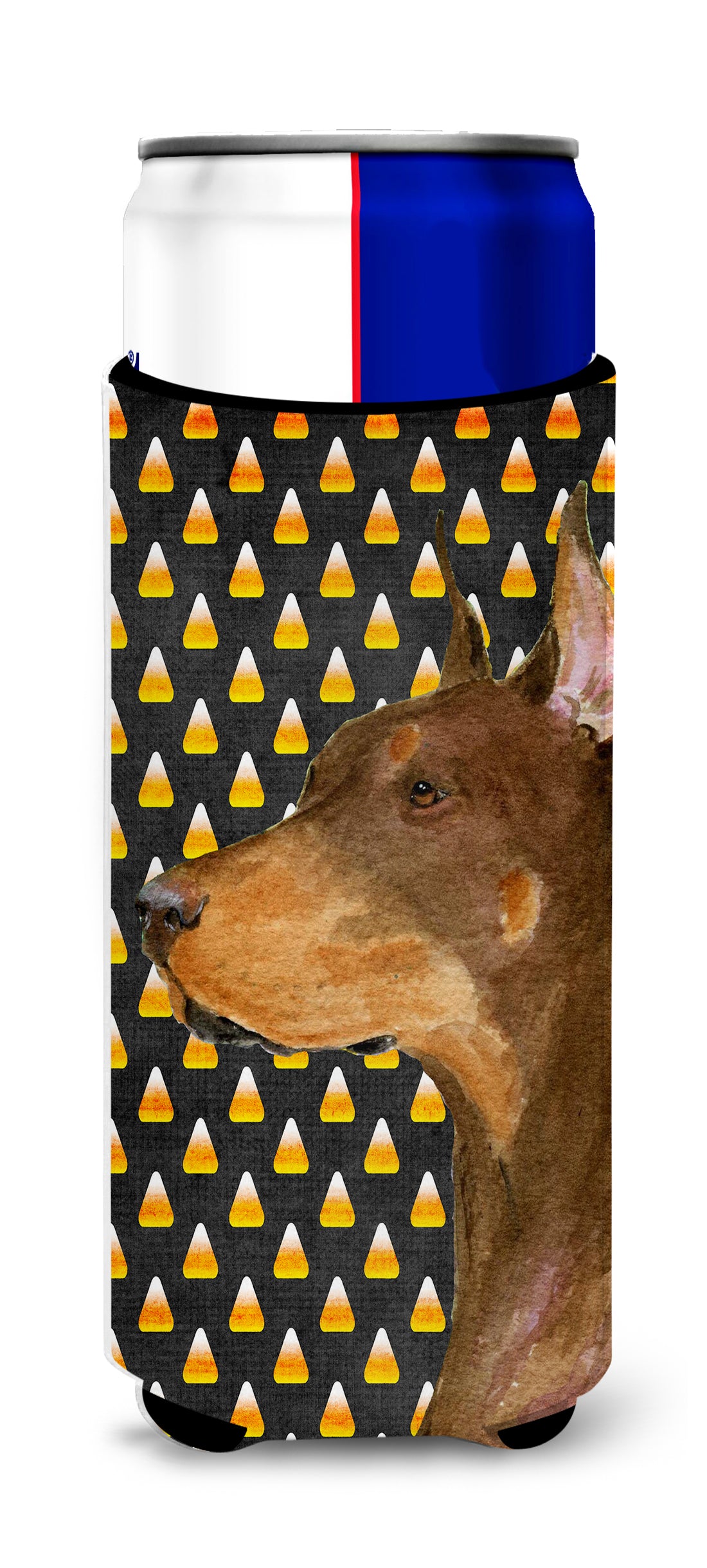 Doberman Candy Corn Halloween Portrait Ultra Beverage Insulators for slim cans SS4261MUK.