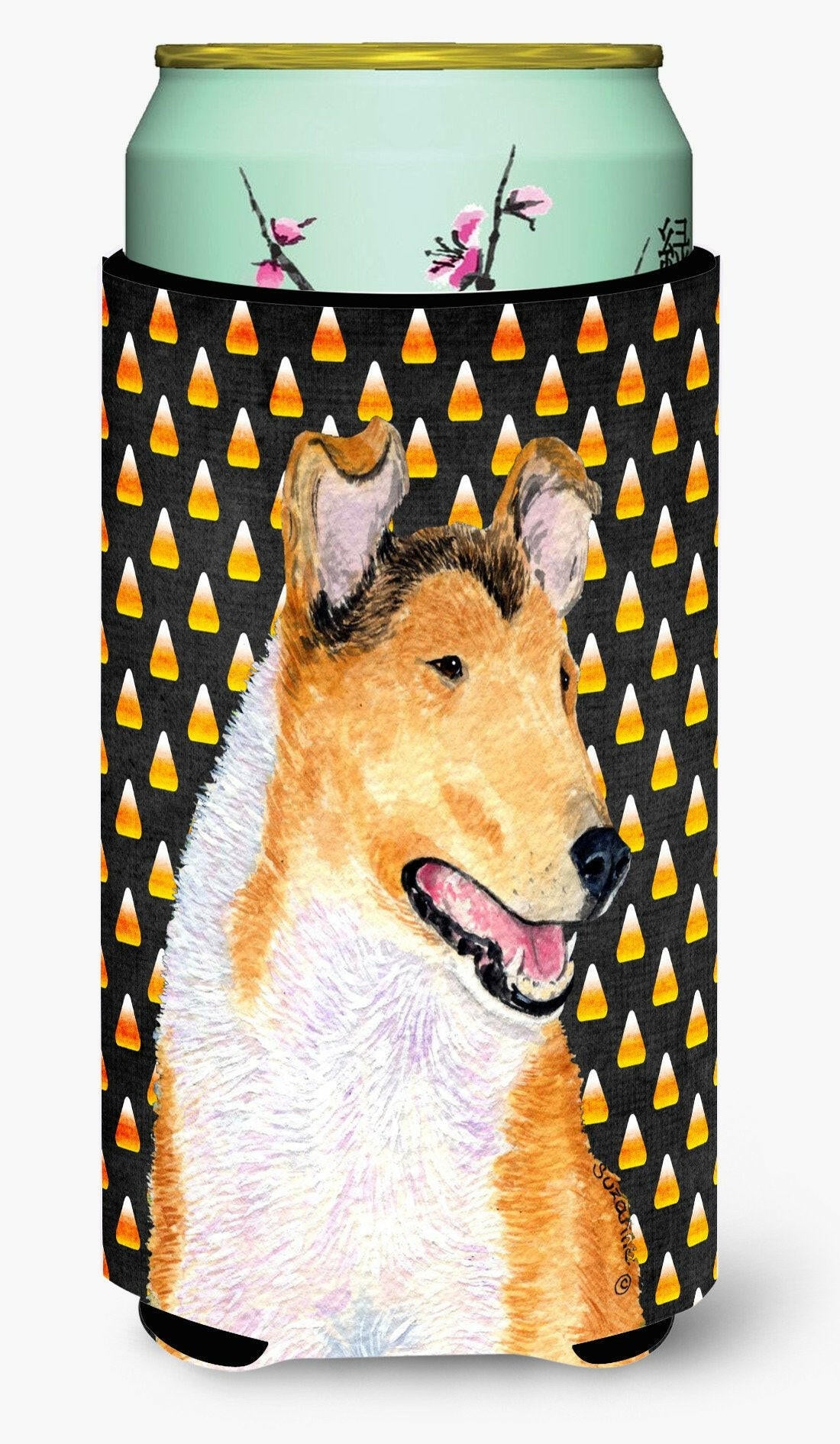 Collie Smooth Candy Corn Halloween Portrait  Tall Boy Beverage Insulator Beverage Insulator Hugger by Caroline&#39;s Treasures