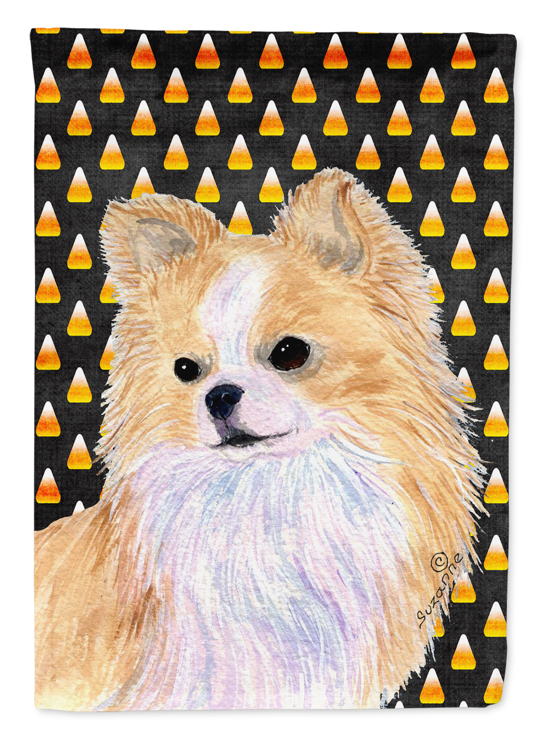 Chihuahua Candy Corn Halloween Portrait Flag Canvas House Size  the-store.com.