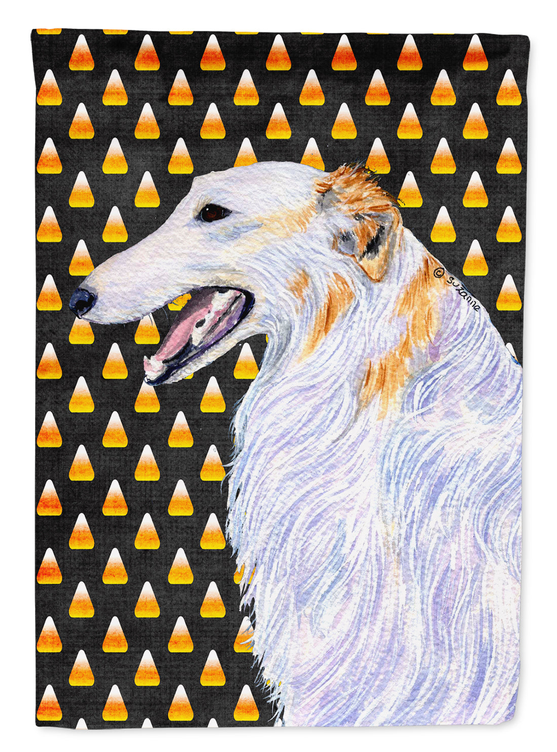 Borzoi Candy Corn Halloween Portrait Flag Canvas House Size  the-store.com.