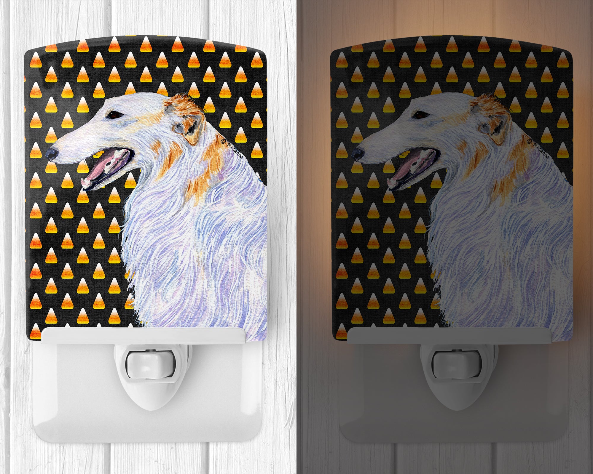 Borzoi Candy Corn Halloween Portrait Ceramic Night Light SS4268CNL - the-store.com