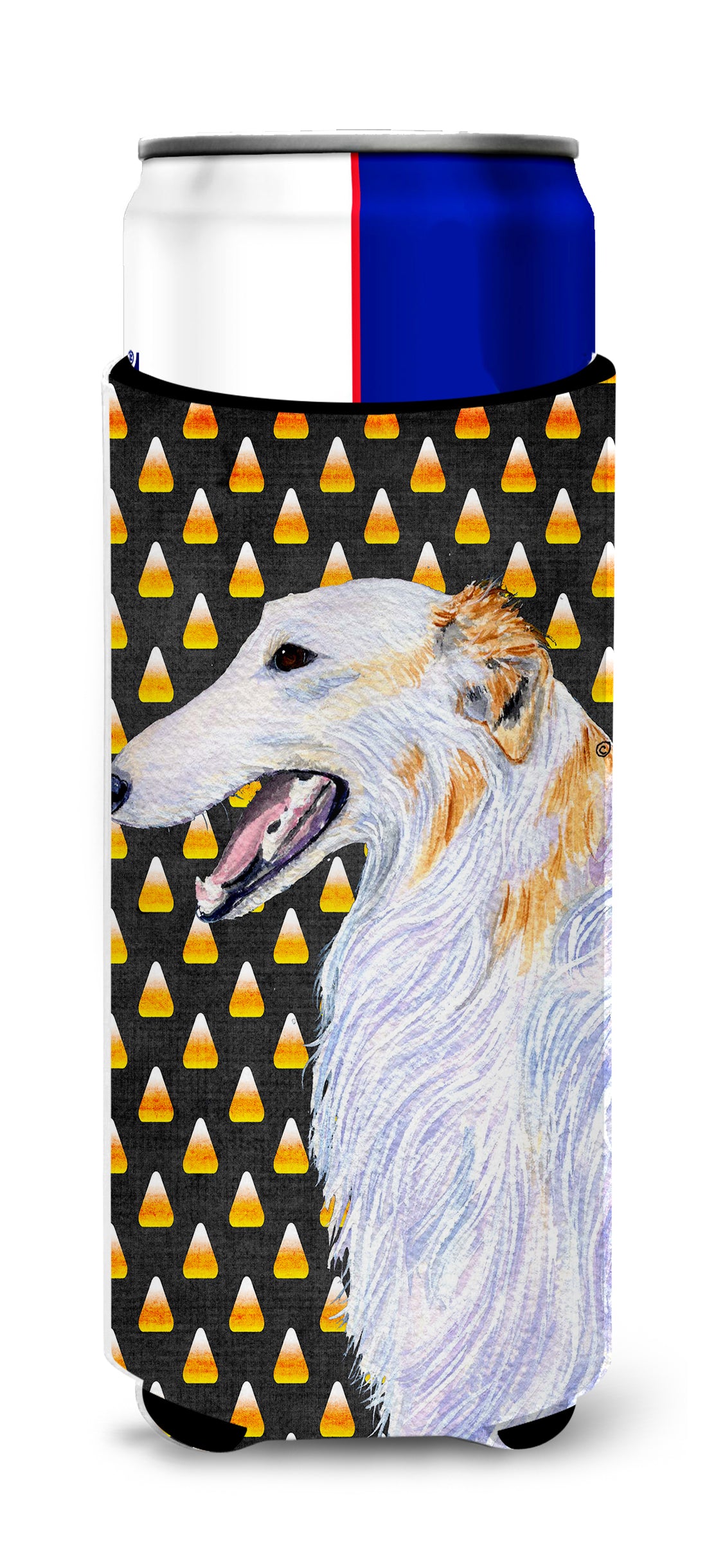 Borzoi Candy Corn Halloween Portrait Ultra Beverage Insulators for slim cans SS4268MUK.