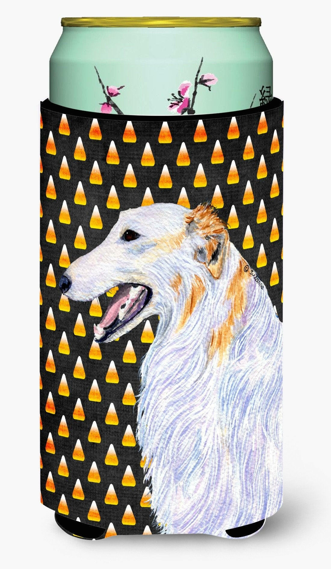 Borzoi Candy Corn Halloween Portrait  Tall Boy Beverage Insulator Beverage Insulator Hugger by Caroline's Treasures