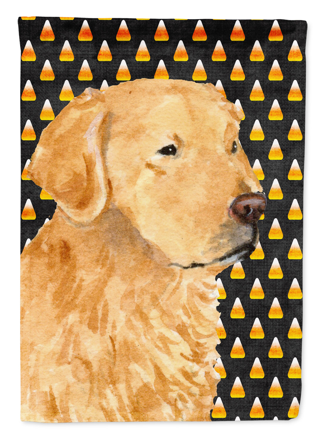 Golden Retriever Candy Corn Halloween Portrait Flag Canvas House Size  the-store.com.