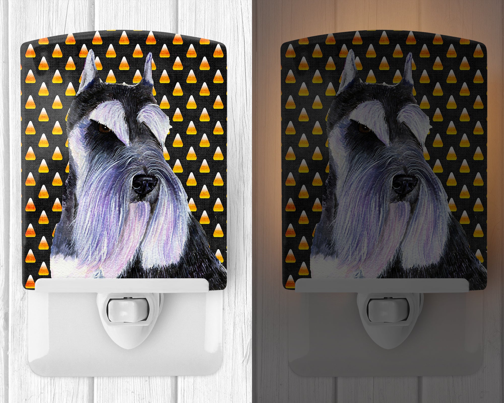 Schnauzer Candy Corn Halloween Portrait Ceramic Night Light SS4270CNL - the-store.com