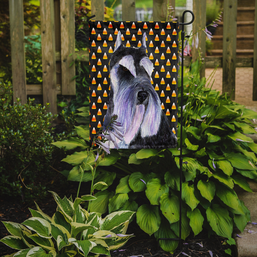 Schnauzer Candy Corn Halloween Portrait Flag Garden Size.