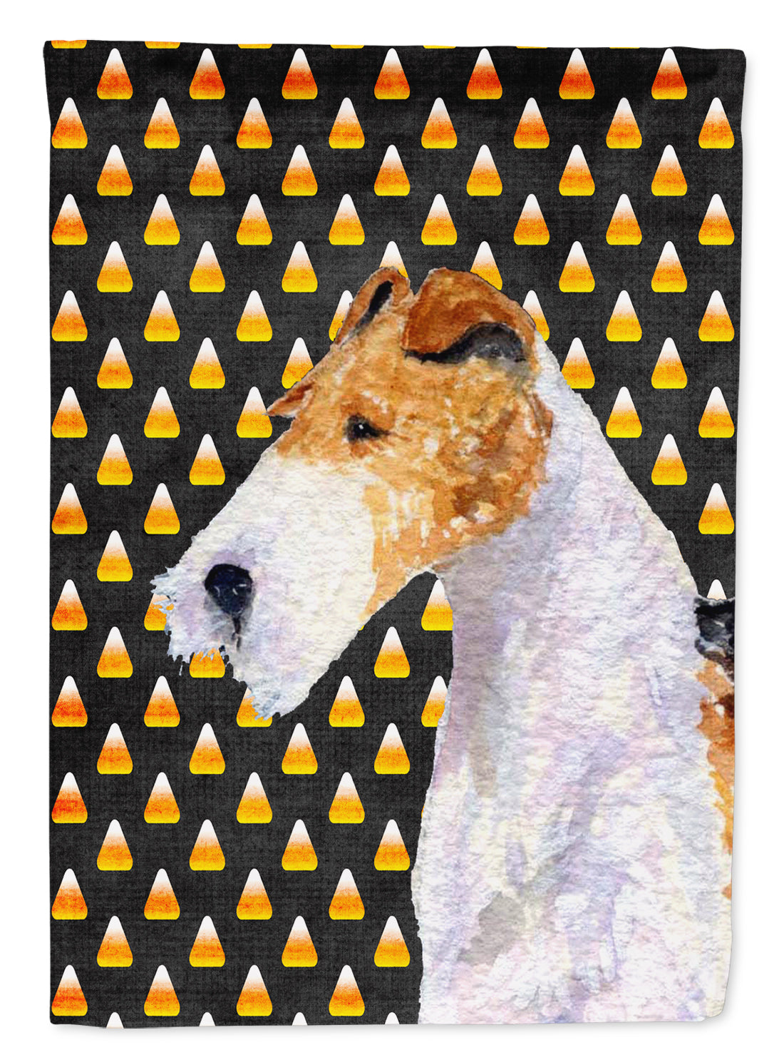 Fox Terrier Candy Corn Halloween Portrait Flag Canvas House Size  the-store.com.