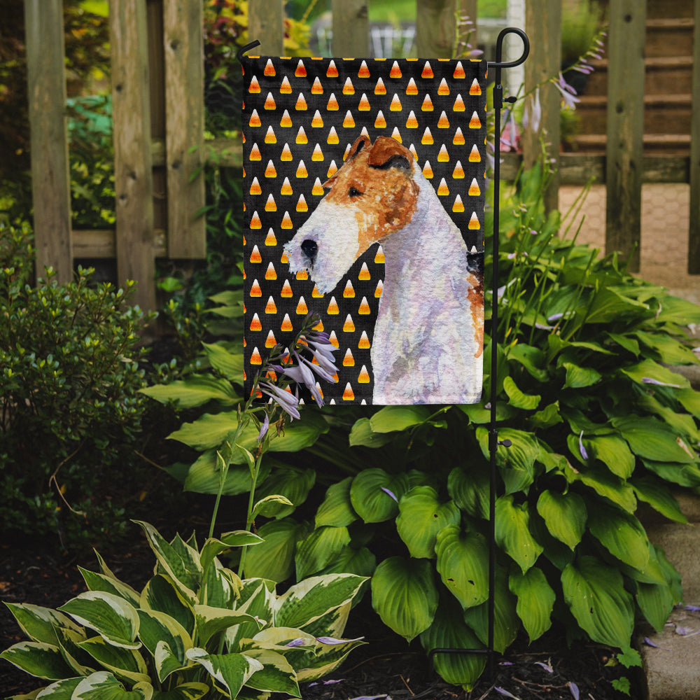 Fox Terrier Candy Corn Halloween Portrait Flag Garden Size.