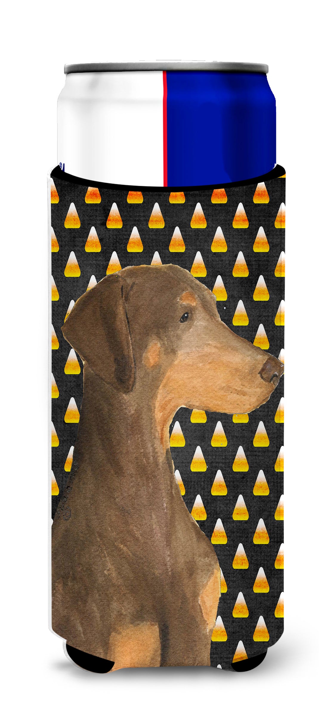 Doberman Candy Corn Halloween Portrait Ultra Beverage Insulators for slim cans SS4272MUK.