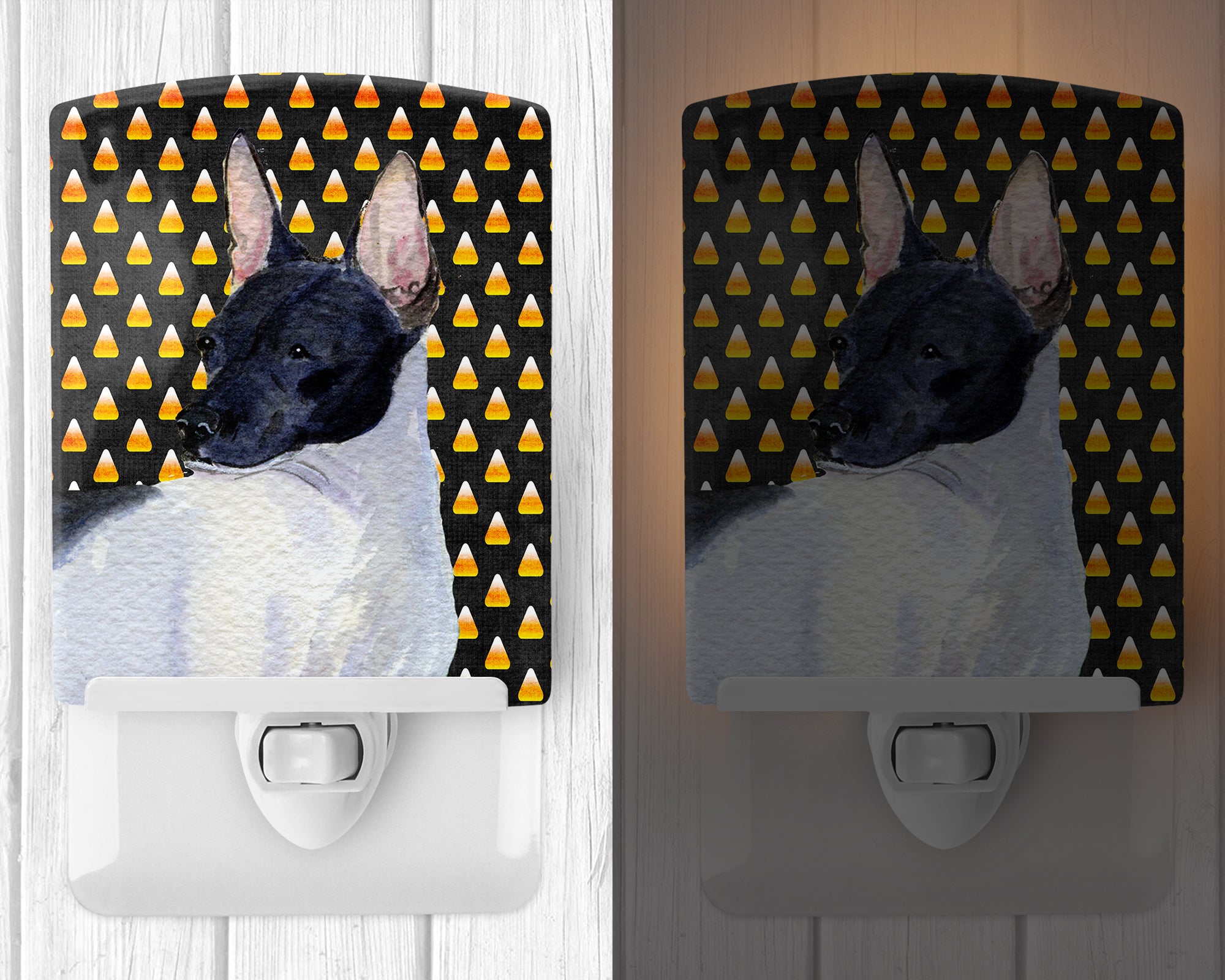 Rat Terrier Candy Corn Halloween Portrait Ceramic Night Light SS4273CNL - the-store.com