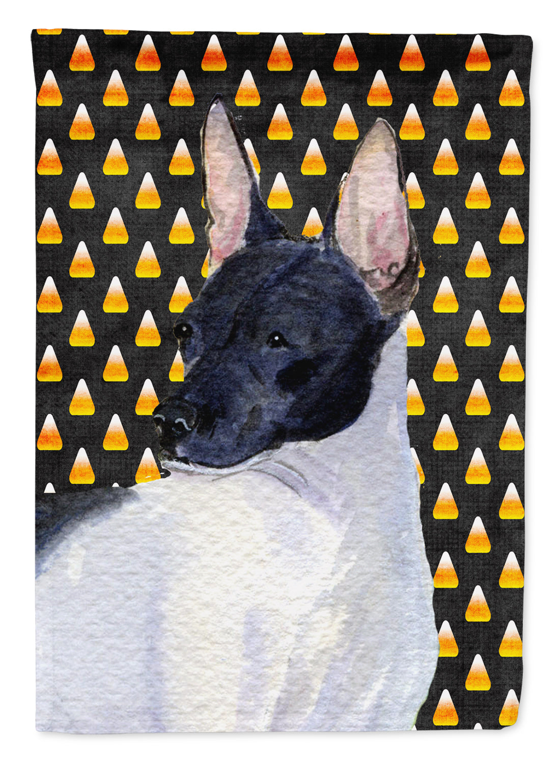 Rat Terrier Candy Corn Halloween Portrait Flag Garden Size.