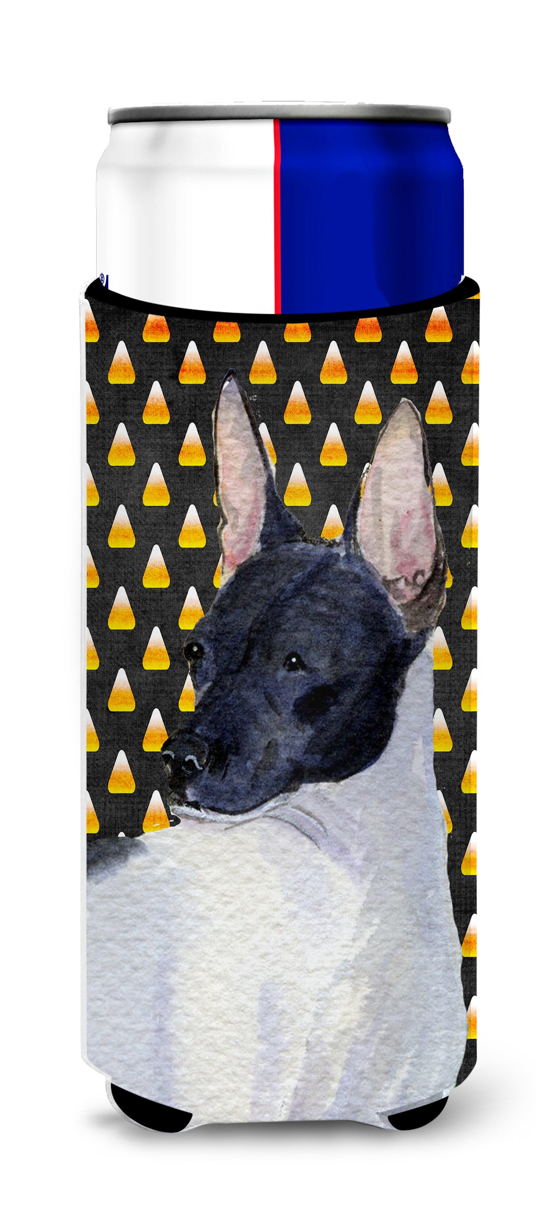 Rat Terrier Candy Corn Halloween Portrait Ultra Beverage Insulators for slim cans SS4273MUK.