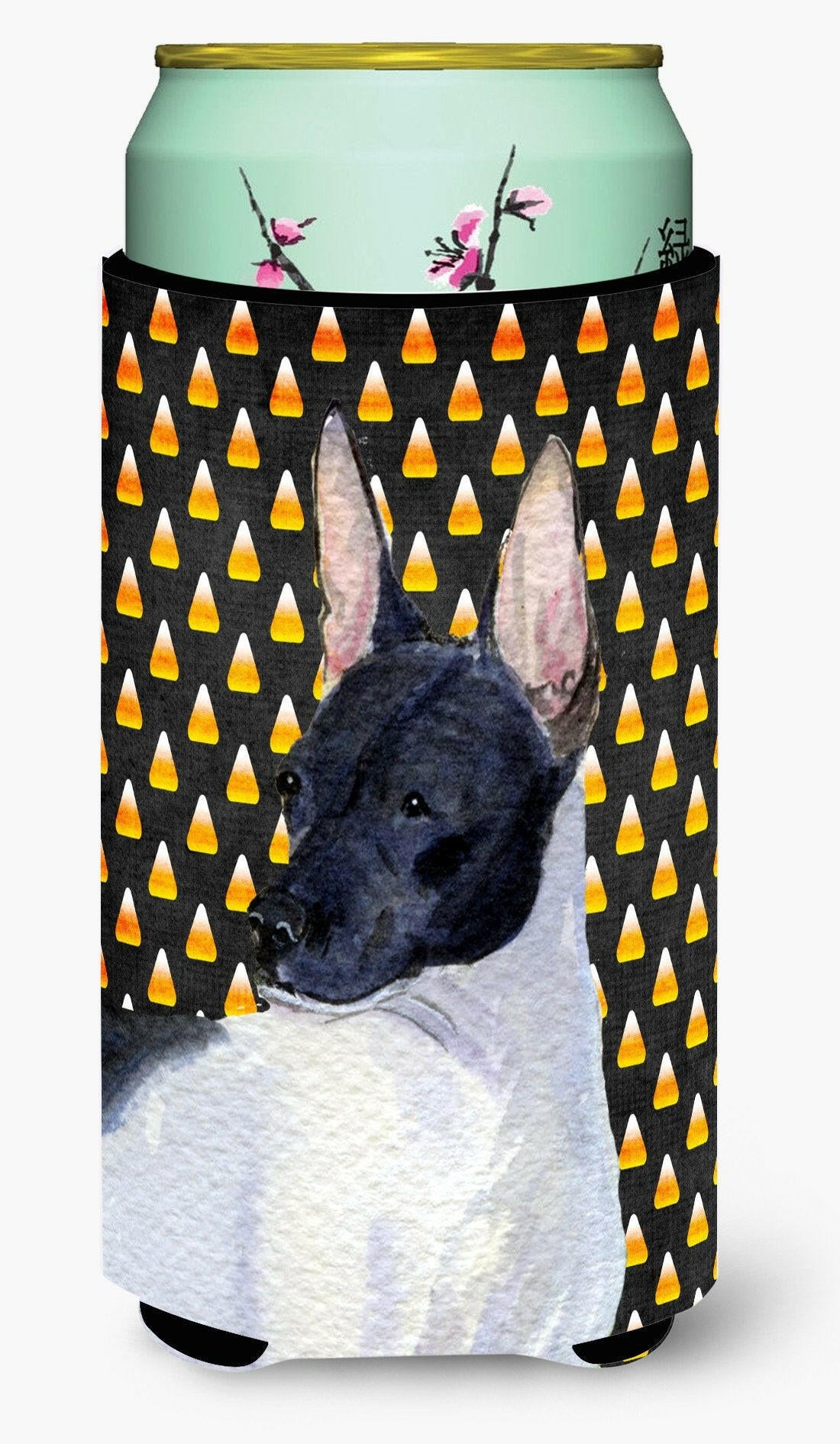 Rat Terrier Candy Corn Halloween Portrait  Tall Boy Beverage Insulator Beverage Insulator Hugger by Caroline&#39;s Treasures