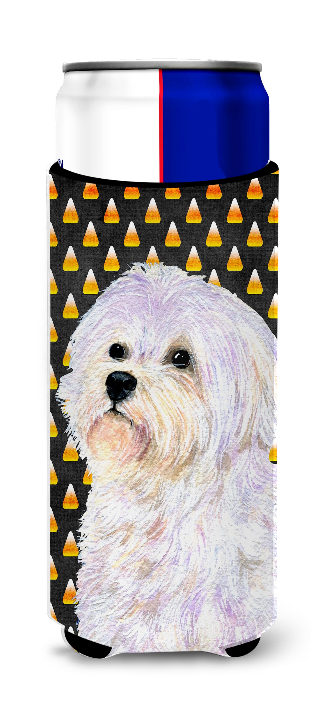 Maltese Candy Corn Halloween Portrait Ultra Beverage Insulators for slim cans SS4274MUK.