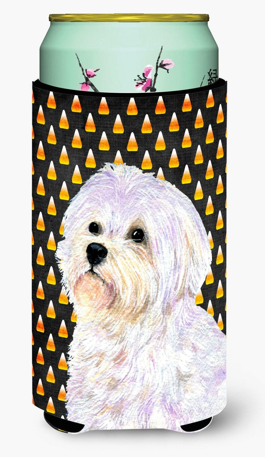 Maltese Candy Corn Halloween Portrait  Tall Boy Beverage Insulator Beverage Insulator Hugger by Caroline's Treasures